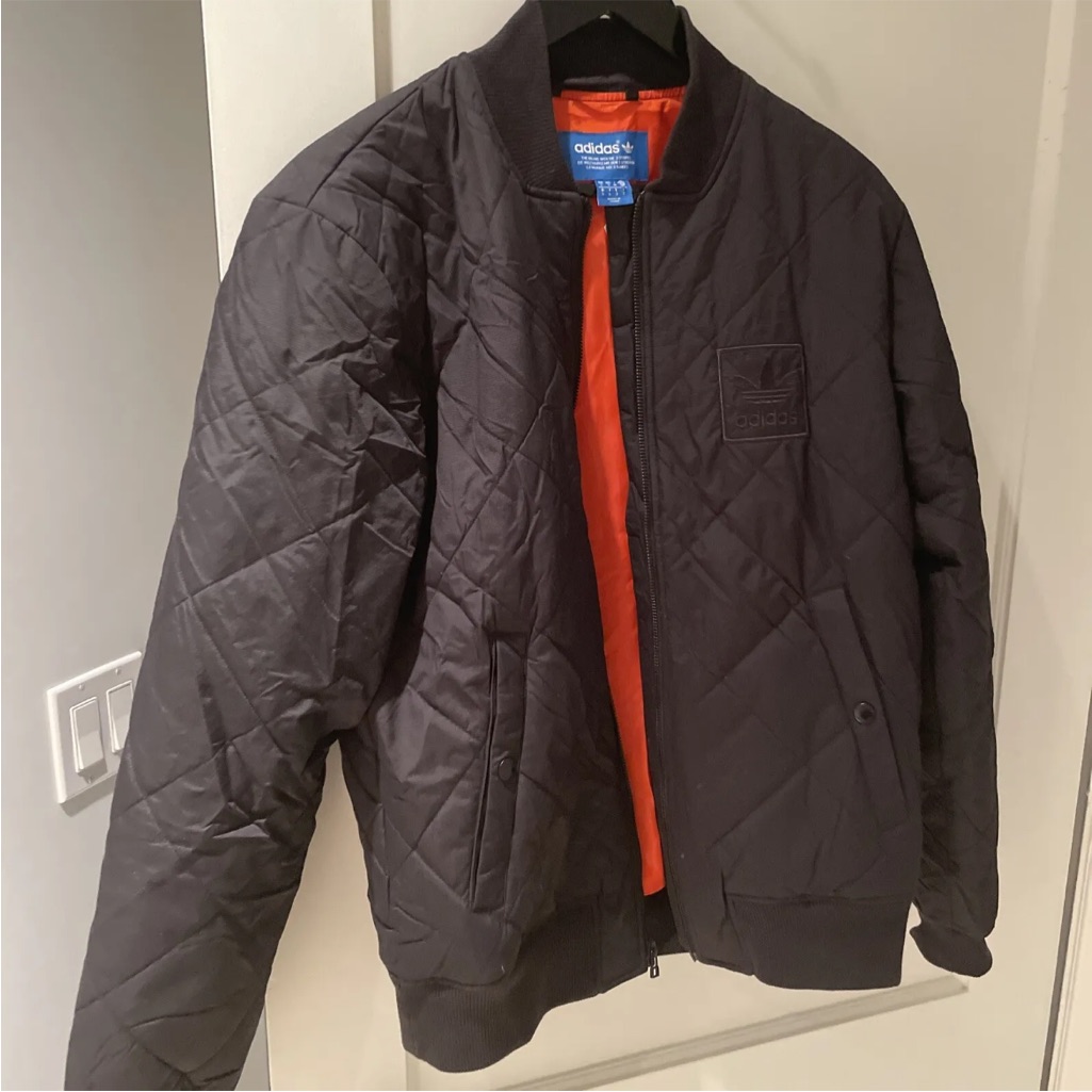 Adidas Black And Orange Bomber Jacket Size Small